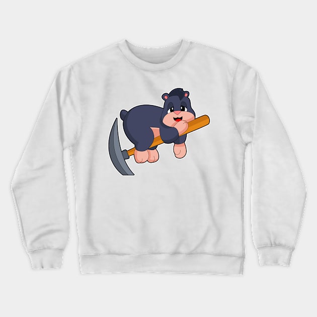 Mole Miner Pickaxe Crewneck Sweatshirt by Markus Schnabel